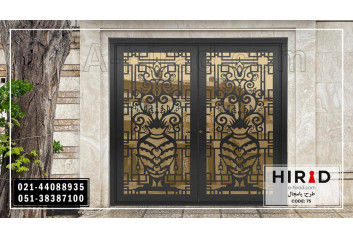 درب فلزی باغی دو لنگه طرح پامچال  کد2075